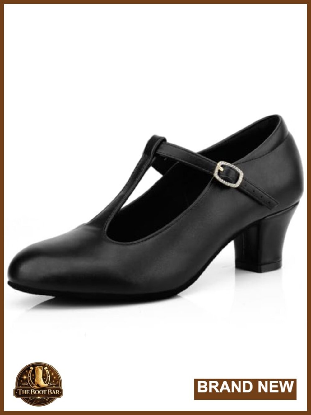 Women's T-Strap Character Shoes Latin Ballroom Dance Heels Black Wedding Pumps